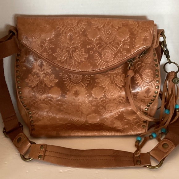 Bags The Sak Silverlake Tobacco Floral Embossed Genuine Leather Cross